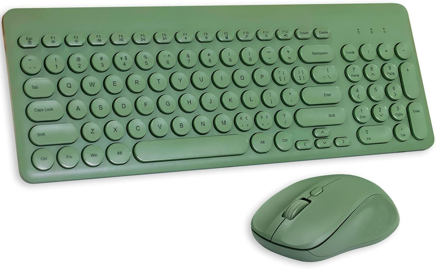 Wireless Keyboard and Mouse Combo, Sweet Green Cute Keyboard, 2.4G USB Ergonomic Full-Sized Mute Keyboard for Computer, Laptop, PC Desktops, Mac